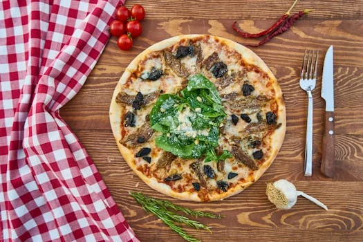 gourmet pizza truffle mushrooms arugula