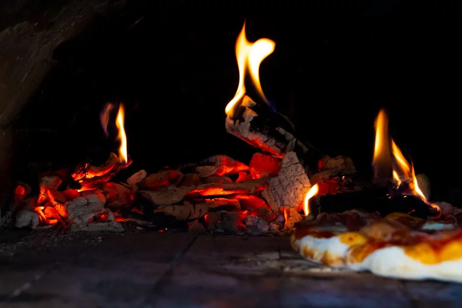 pizza oven flames brick traditional